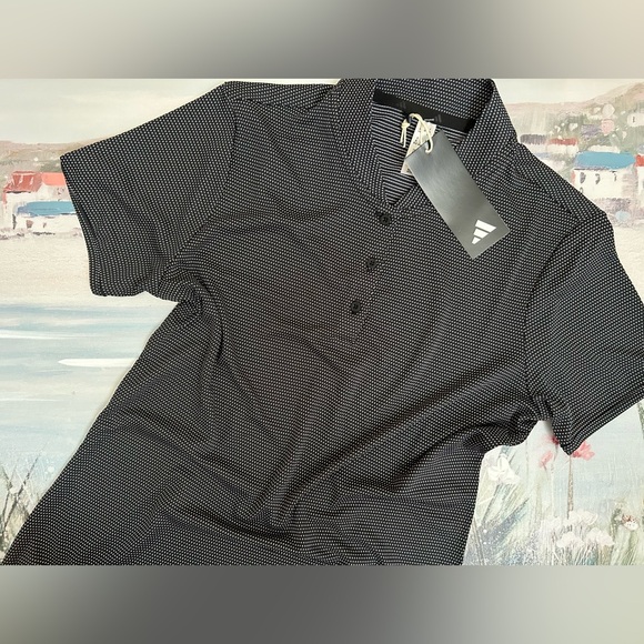 New Women’s Adidas Black with White Dot Print Golf Polo Shirt😎🏌️♀️⛳️ - Picture 3 of 12